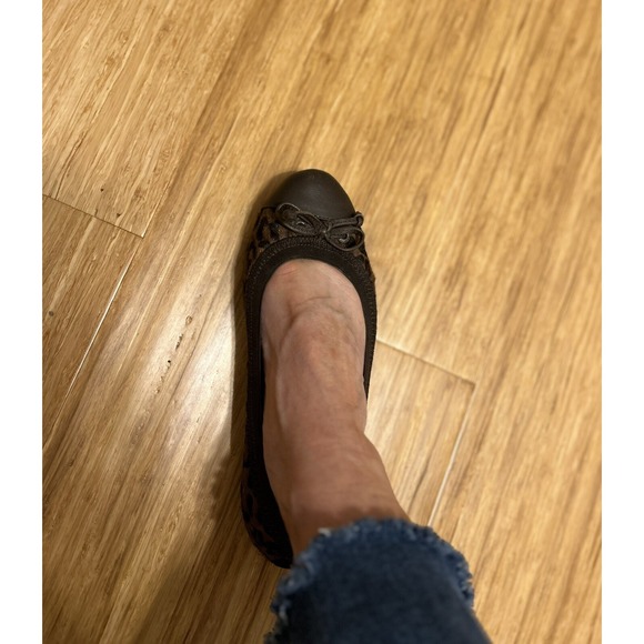 Sperry Animal Print Calf hair Ballet Flat Sz 5.5 brown toe cap padded Mobwife - Picture 7 of 7